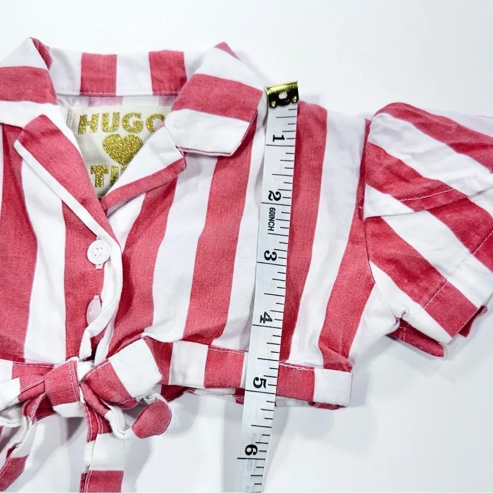 Hugo loves tiki cropped striped ruffle sleeve top 6-12